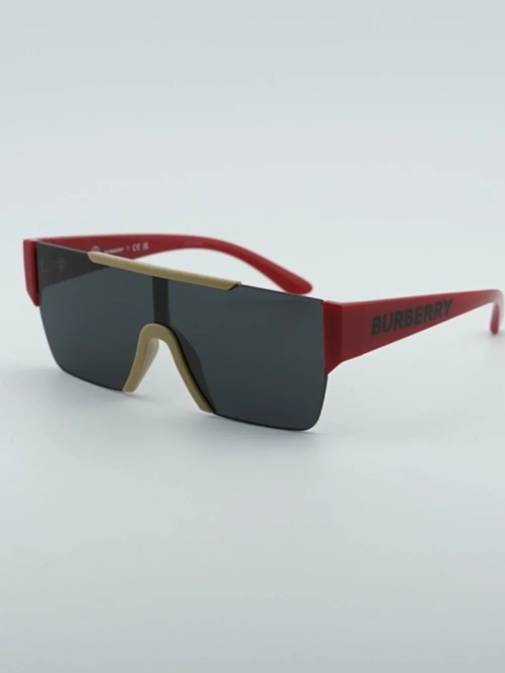 Burberry Kids JB4387 404787 Sunglasses Beige/Red Shield Frame, Grey Lenses